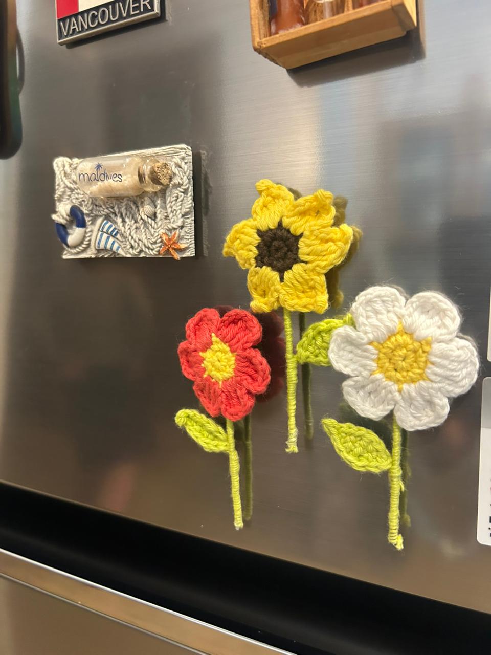 Crochet Flower Fridge Magnets